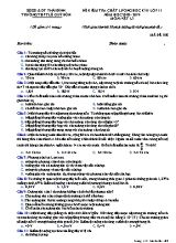 Đề kiểm tra chất lượng học kỳ II môn Vật lý Lớp 11 - Mã đề 108 - Năm học 2018-2019 - Trường THPT Lê Quý Đôn